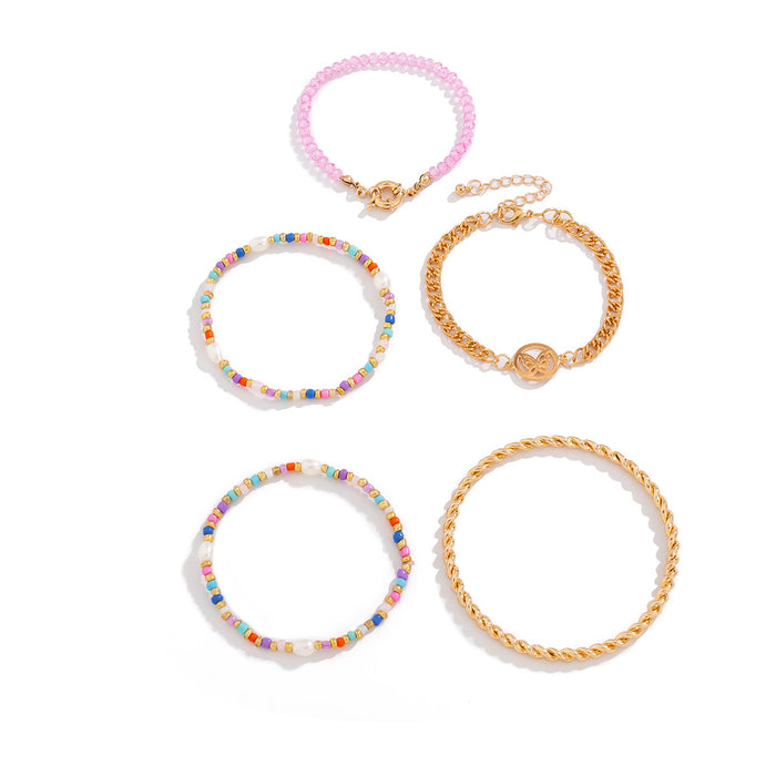 Wholesale Rice Beads Beaded Alloy Bracelet Set JDC-BT-XueR005
