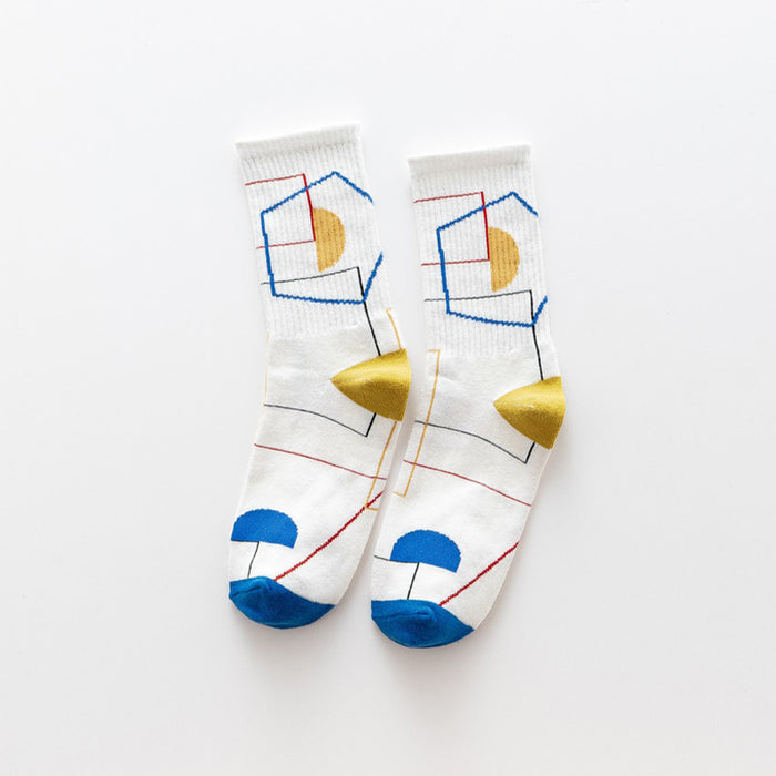 Wholesale Socks Polyester Geometric Alphabet Medium Tube Socks JDC-SK-DRan004