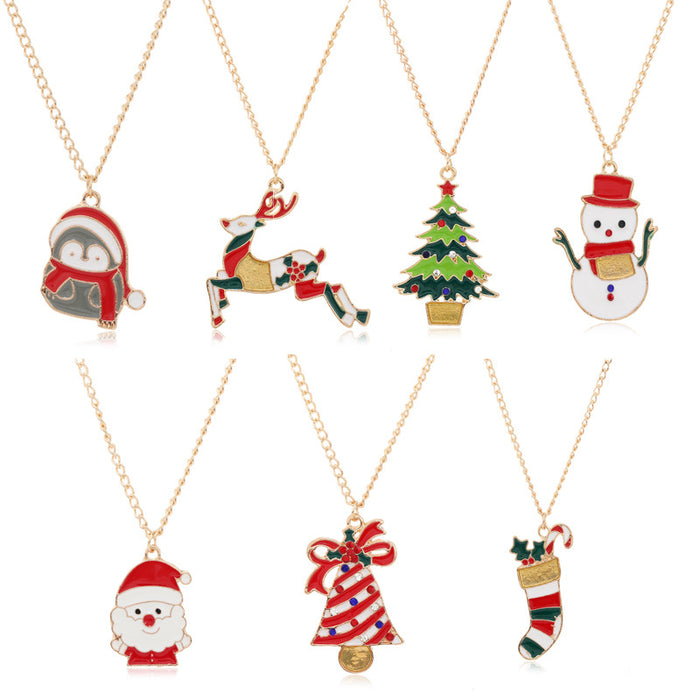 Wholesale Necklaces Alloy Christmas Series Santa Claus Christmas Tree Snowman MOQ≥2 JDC-NE-ZL008