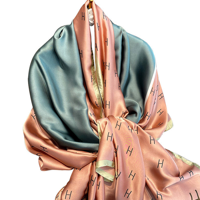 Wholesale Silk Scarf Polyester Printed Silk Shawl Sun Protection (F) MOQ≥2 JDC-SS-Zhitao001