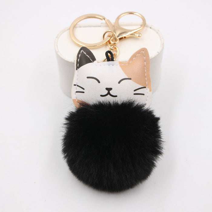 Wholesale Keychain Leather Plush Cute Cat Pendant JDC-KC-Zuge072