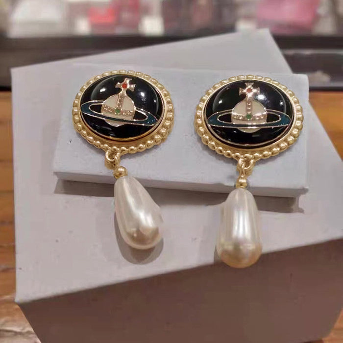 Jewelry WholesaleWholesale  Vivianne WESTWOOK  enamel pearl earrings JDC-ES-LuoE004 Earrings 珞儿 %variant_option1% %variant_option2% %variant_option3%  Factory Price JoyasDeChina Joyas De China