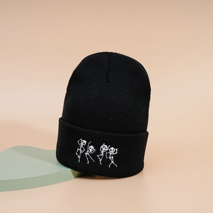 Hat de sombrero al por mayor Winter Winter Warm Bordery Bordado Dancing Skull Knited Hat Moq≥2 JDC-FH-Tangq003
