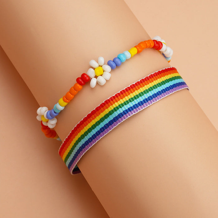 Wholesale Color Rice Bead Bracelet Rainbow Color Stretch Beads JDC-BT-YingH004