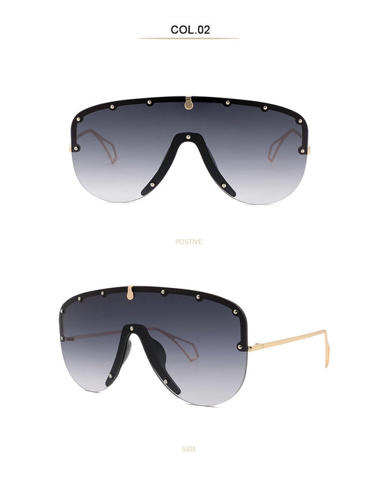 Wholesale Metal Rivet Large Rimless Men's Ladies Sunglasses JDC-SG-YinB010