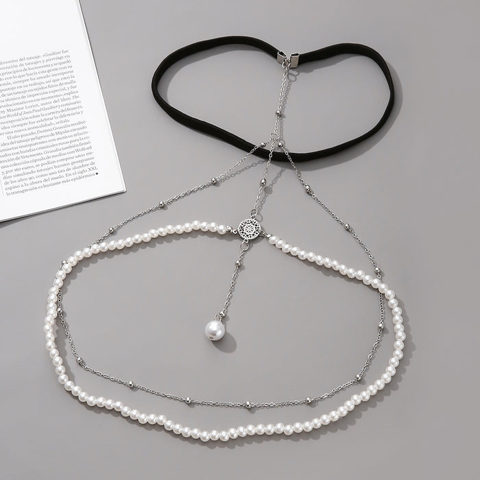 Wholesale Leg Chain Alloy Multilayer Pearl Chain Personality Long Body Chain Jewelry JDC-BJ-MYL002