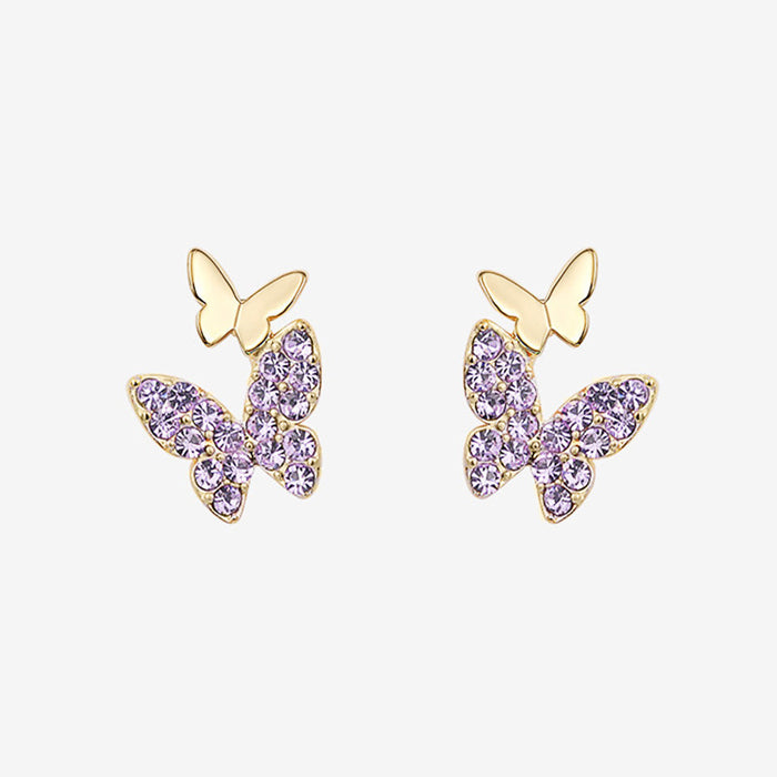 Wholesale Butterfly Zircon Copper Earrings MOQ≥2 JDC-ES-Caos020