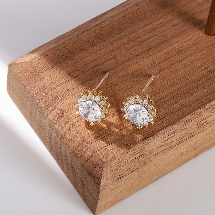 Wholesale full diamond micro-set zircon small and exquisite earrings JDC-ES-lianxin007