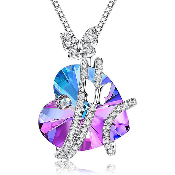 Collar de diamantes de color crysal mariposa al por mayor JDC-Ne-Mengx001