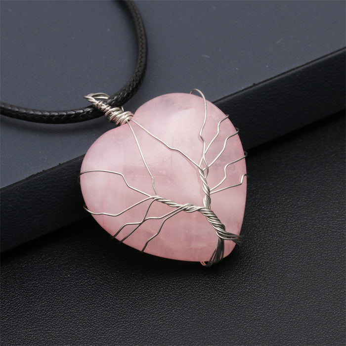 Collar de piedra de amor rosa al por mayor MOQ≥2 JDC-Ne-Chanx008