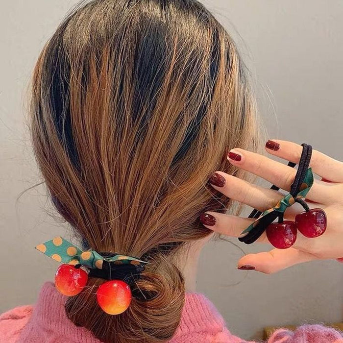 Wholesale Acrylic Fashion Cherry Hair Rope Simple Candy Color Hair Ring MOQ≥2 JDC-HS-Fuyuan002