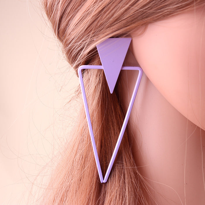 Wholesale Earrings Metal Exaggerated Big Triangle Earrings MOQ≥2 JDC-ES-Duai041