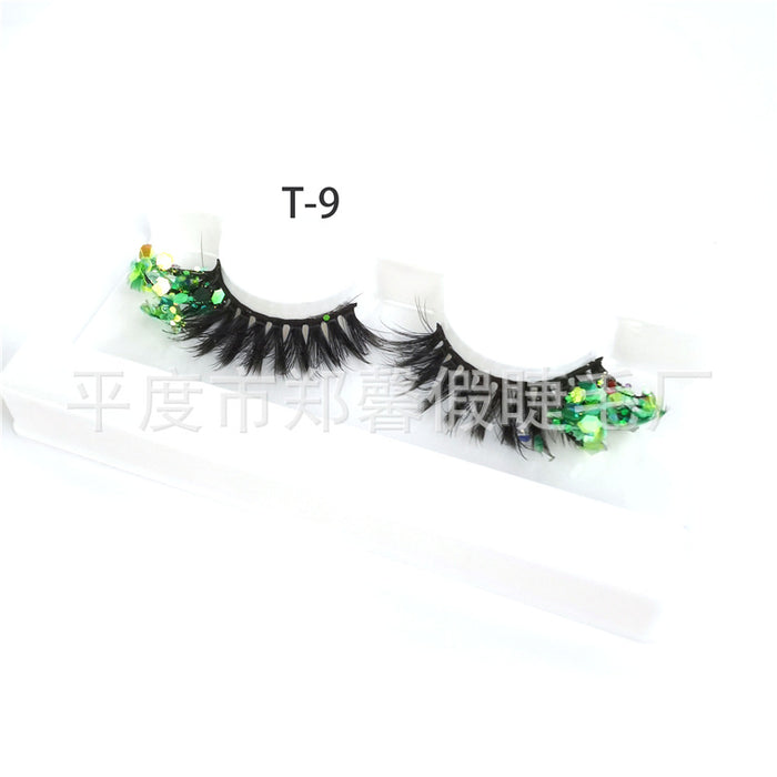 Wholesale 3D Eye End Color Sequins Fluorescent Chemical Fiber False Eyelashes MOQ≥3 JDC-EY-ZXin002