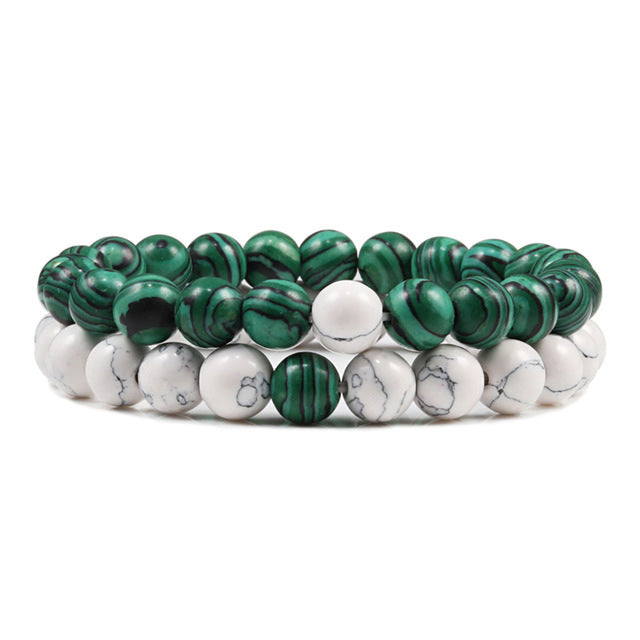 Wholesale natural stone bead bracelet 8mm turquoise tiger eye couple JDC-BT-RuiZ004