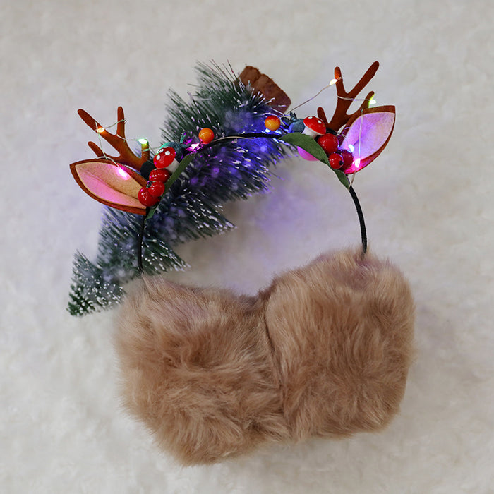 Wholesale Earmuffs Plush Warm Christmas Lighted LED Luminous Antlers JDC-EF-QingH003