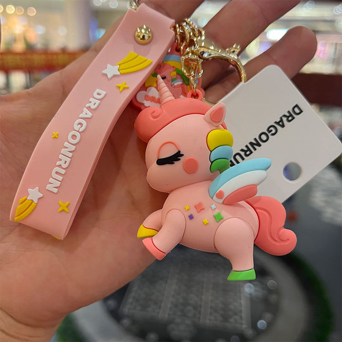 Wholesale Keychains PVC Hardware Cute Cartoon Unicorn (M) JDC-KC-MiaoY018