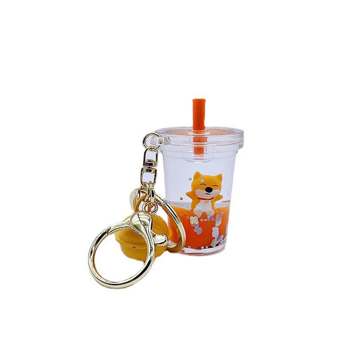 Wholesale Keychain Acrylic Shiba Inu Floating Quicksand Bottle MOQ≥2 JDC-KC-DMF029