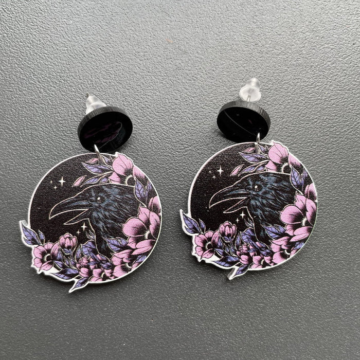 Wholesale earrings acrylic crow leopard tiger fox black cat MOQ≥2 JDC-ES-XUEP049