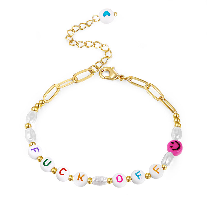 Wholesale Bracelet Copper Acrylic Alphabet Beads MOQ≥2 JDC-BT-YunC006
