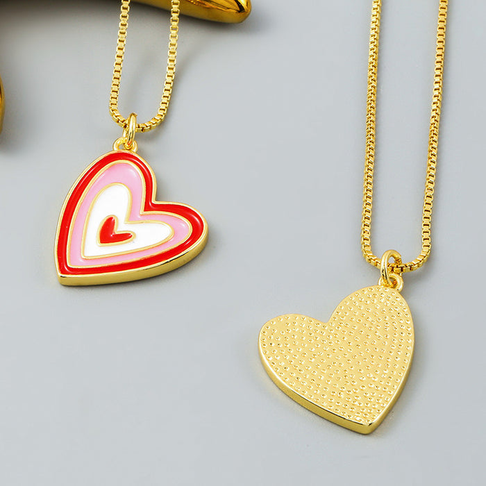 Jewelry WholesaleWholesale Colorful Accessories Brass Gold Plated Micro Set Zircon Heart Necklace JDC-NE-JingY004 Necklaces 循欧 %variant_option1% %variant_option2% %variant_option3%  Factory Price JoyasDeChina Joyas De China