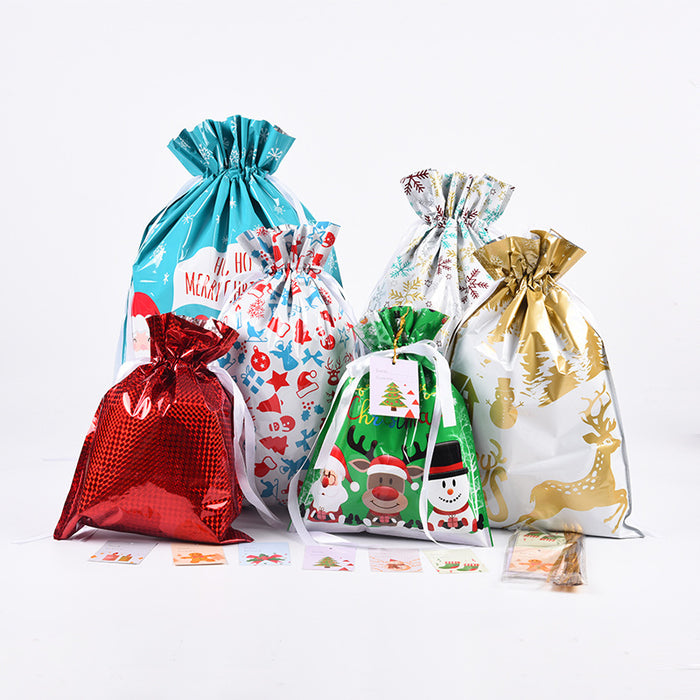 Bolsa de regalo al por mayor plástico impresión navideña Drawstring Drawstring BoCh Candy Bag MOQ≥2 JDC-GB-ShenaO003