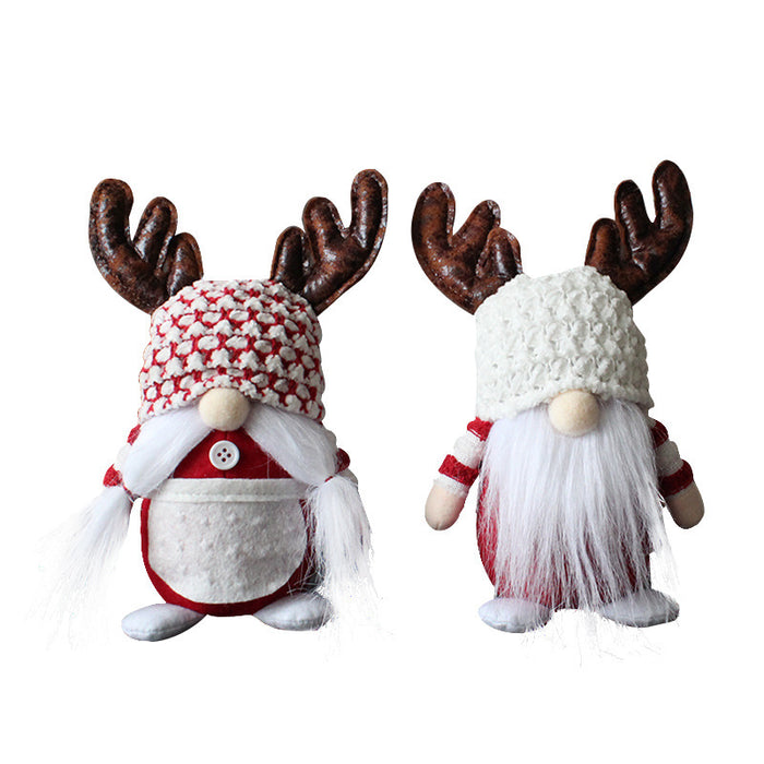 Wholesale Ornaments Cloth Fill Cotton Christmas Antlers Old Man Faceless Doll JDC-OS-GangL044