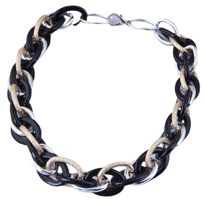 Wholesale Metal Simple Weave Exaggerated Short Necklace Sweater Chain JDC-NE-WY008