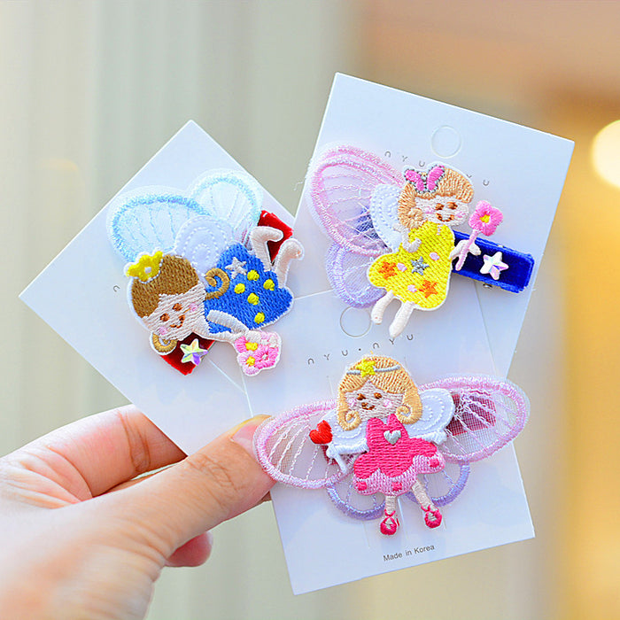 Wholesale Hair Clips Fabric Cute Embroidered Angel MOQ≥2 JDC-HC-Chenk001