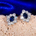 Jewelry WholesaleWholesale Vintage Royal Blue Copper Zircon Flower Stud Earrings MOQ≥2 JDC-ES-Caos017 Earrings 曹适 %variant_option1% %variant_option2% %variant_option3%  Factory Price JoyasDeChina Joyas De China