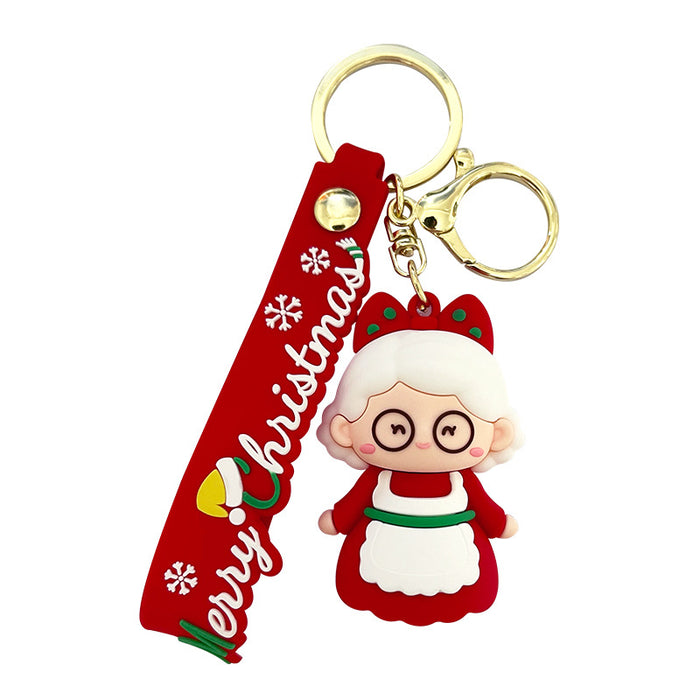 Wholesale Cartoon Soft Rubber Christmas Couple Keychain JDC-KC-GSXM090