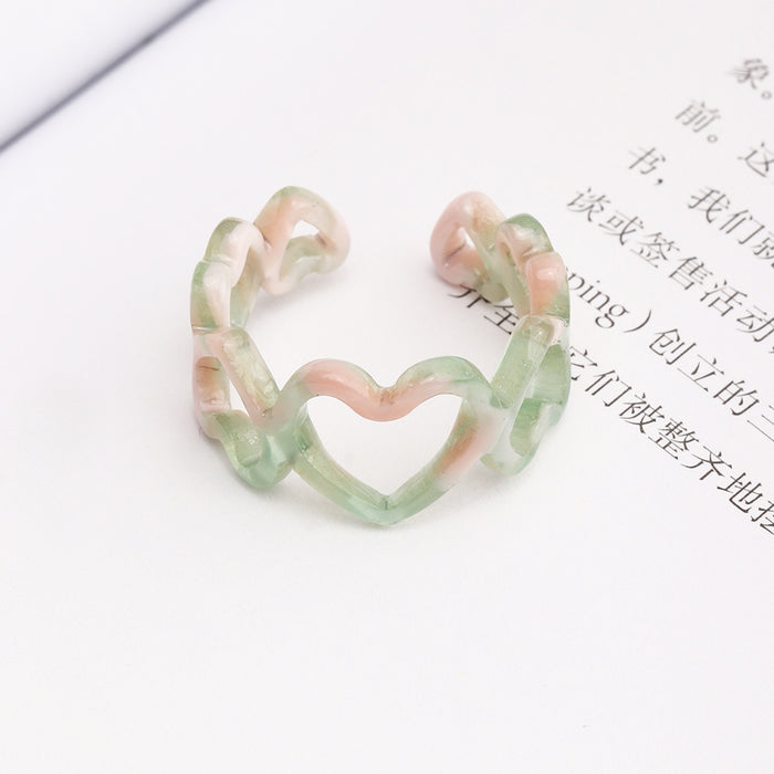 Wholesale Acrylic Resin Gradient Heart Ring JDC-RS-NZ018
