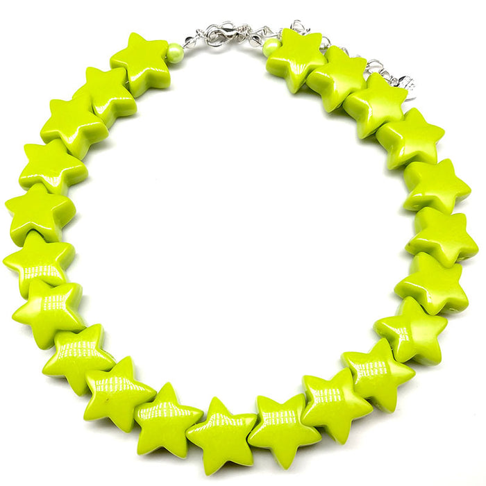 Collares al por mayor Aleación Beads acrílico Estrellas verdes Moq≥2 JDC-Ne-Yunshan002