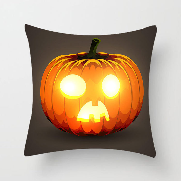 Wholesale Halloween Pumpkin Square Peach Skin Print Pillowcase MOQ≥2 JDC-PW-Xiangren008