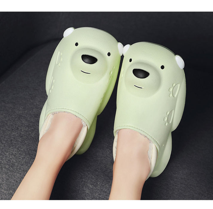 Wholesale Winter Baotou Waterproof Outer Wear Warm Thick Sole Slippers JDC-SP-Pintai004
