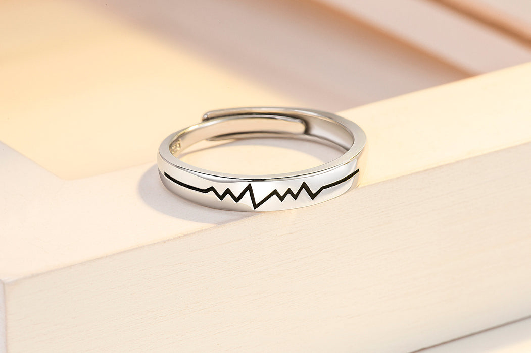 Anillo al por mayor de cobre par de pares abiertos ring ekg heart forma pareja jdc-rs-weih001