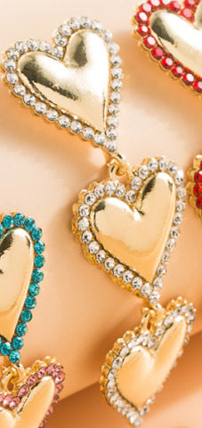Wholesale personality alloy diamond love long earrings punk style JDC-ES-hemin030