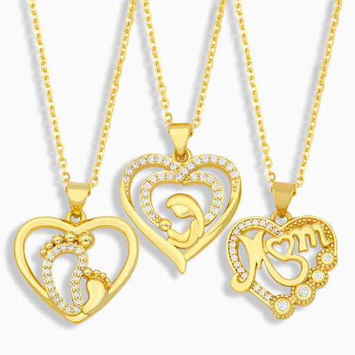 Jewelry WholesaleWholesale diamond-encrusted heart shaped Mother's Day necklace JDC-NE-AOS016 Necklaces 翱昇 %variant_option1% %variant_option2% %variant_option3%  Factory Price JoyasDeChina Joyas De China