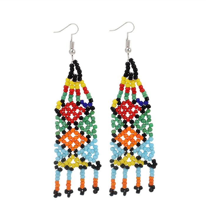 Wholesale Handmade Rice Beads Tassel Earrings MOQ≥2 JDC-ES-Yir005