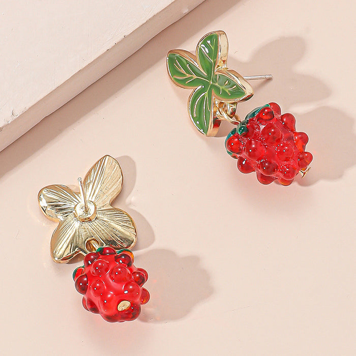 Wholesale earrings alloy christmas red berries MOQ≥3 JDC-ES-KaiQ047