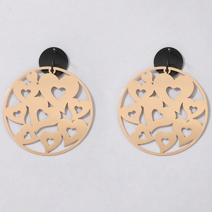 Wholesale Earrings Alloy Exaggerated Circle Hollow Carved Gold MQO≥2 JDC-ES-lingg017