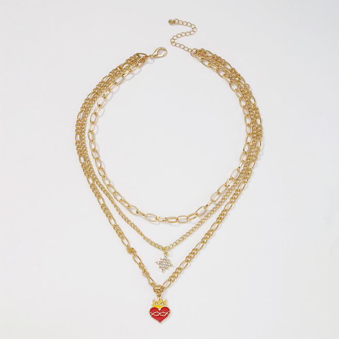 Wholesale Necklace Alloy Ceramic Heart Element Necklace JDC-NE-Qiandi011