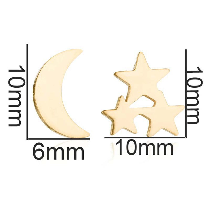 Wholesale Stainless Steel Pentagram Moon Earrings JDC-ES-SS026