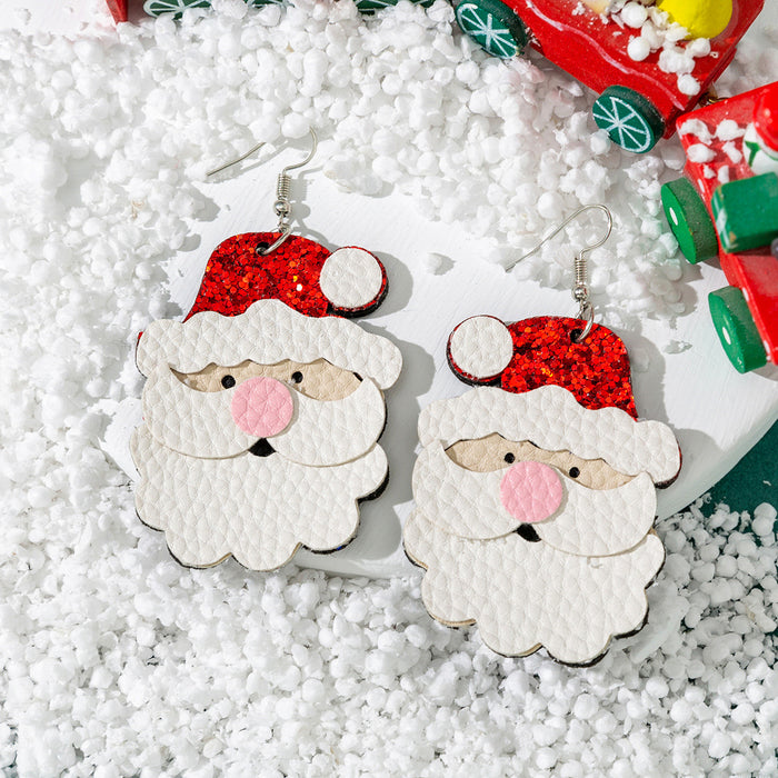 Wholesale Earrings Leather Christmas Santa Claus Beard Multilayer MOQ≥2 JDC-ES-TianPi020