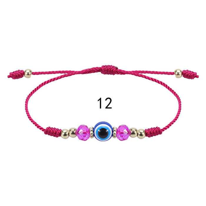 Wholesale Beaded Crystal Devil's Eye Adjustable Braided Bracelet MOQ≥2 JDC-BT-Yiye027