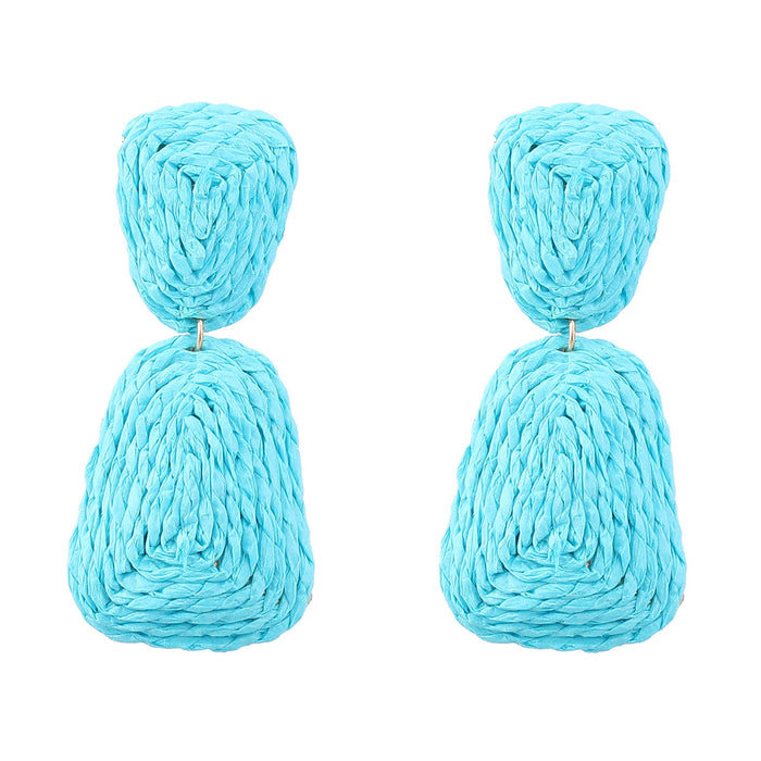 Wholesale raffia geometric braided earrings MOQ≥2 JDC-ES-jiul003