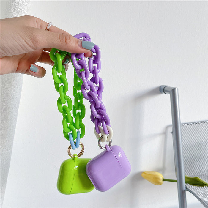 Wholesale Headphone Shell TPU Candy Purple Green With Chain JDC-EPC-ChangR004