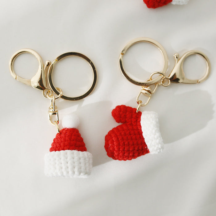 Wholesale Keychains Combed Cotton Wool Crochet Christmas Gloves Cute MOQ≥3 JDC-KC-ShangL002