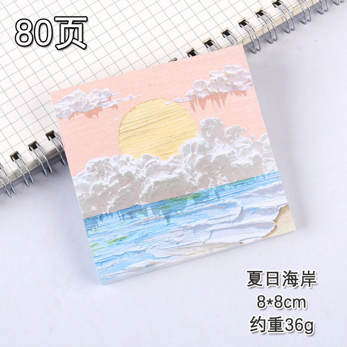 Wholesale sticky note paper creative oil painting landscape MOQ≥2 JDC-NK-LGT004