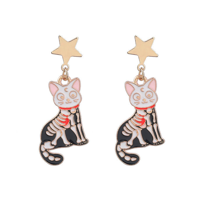 Wholesale Earrings Alloy Enamel Halloween Zombie Kitten Rabbit JDC-ES-JL1033