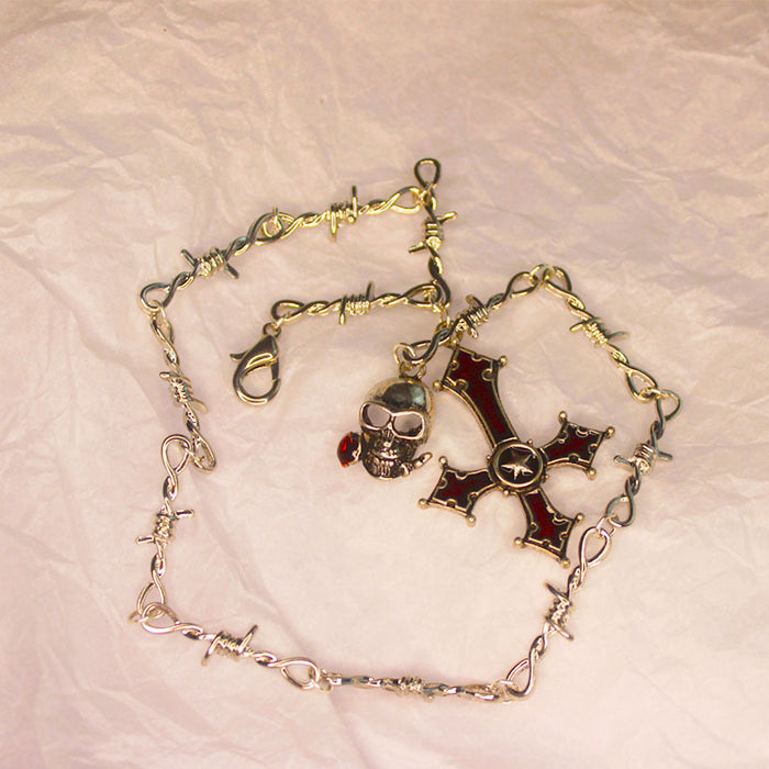 Wholesale Necklaces Alloy Gothic Pentagram Enamel Cross JDC-NE-YYFF003